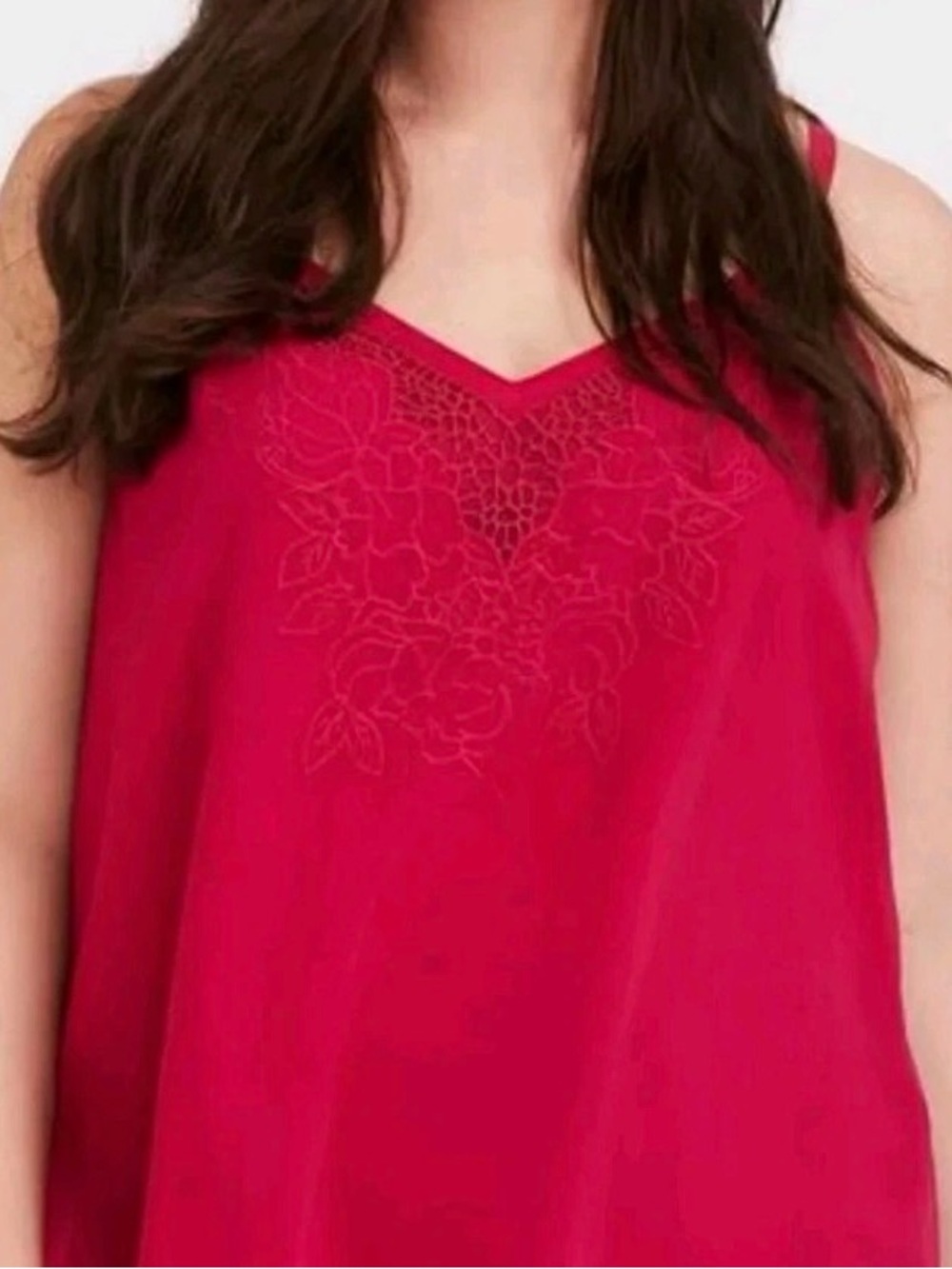 EUC Torrid Red Embroidered Chiffon Double Layer Cami Tank Top Size 4 24/26 4X